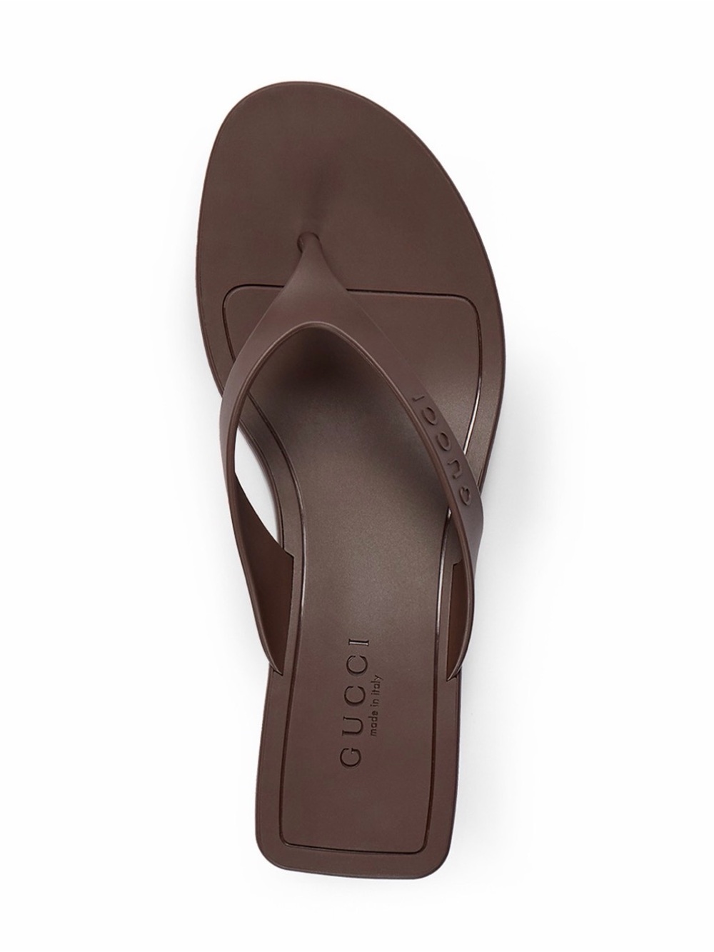Gucci Brown Square-Toe Rubber Thong Sandal